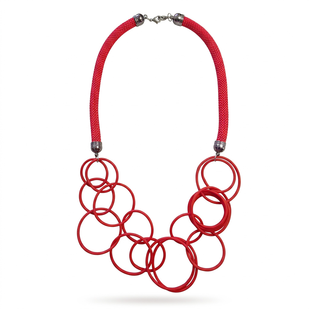 red-statement-necklace-interlocking-rings-braided-cord-long-1