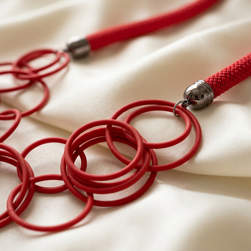 red-statement-necklace-interlocking-rings-braided-cord-long-2