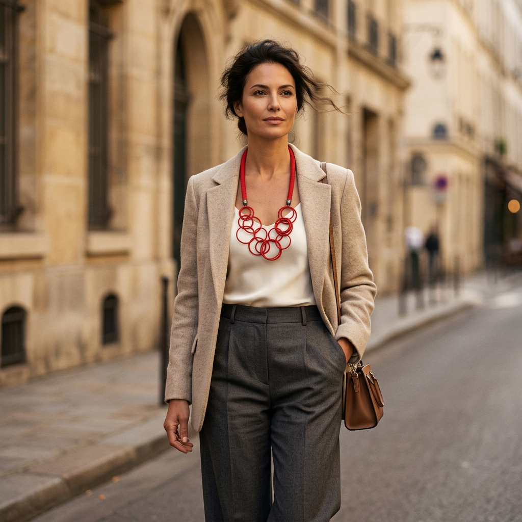 red-statement-necklace-interlocking-rings-braided-cord-long-4